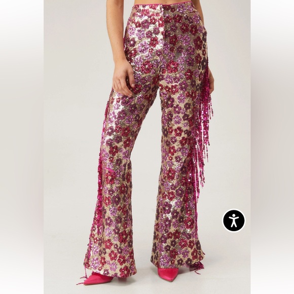 NWT Nasty Gal floral sequin trouser - Picture 2 of 6